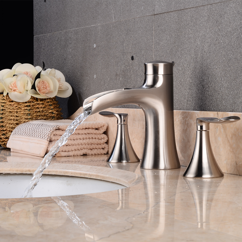 Wovier Widespread Faucet,Three Handle Two Hole Bathroom sink Faucet-W8416-05