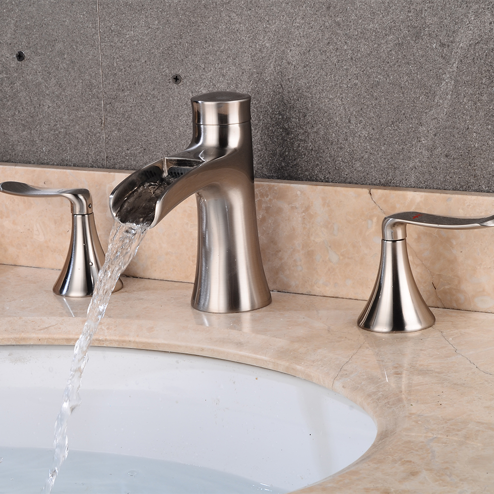 Wovier Widespread Faucet,Three Handle Two Hole Bathroom sink Faucet-W8416-27