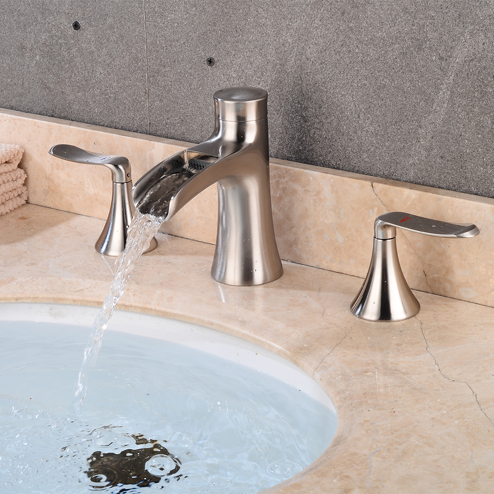 Wovier Widespread Faucet,Three Handle Two Hole Bathroom sink Faucet-W8416-26