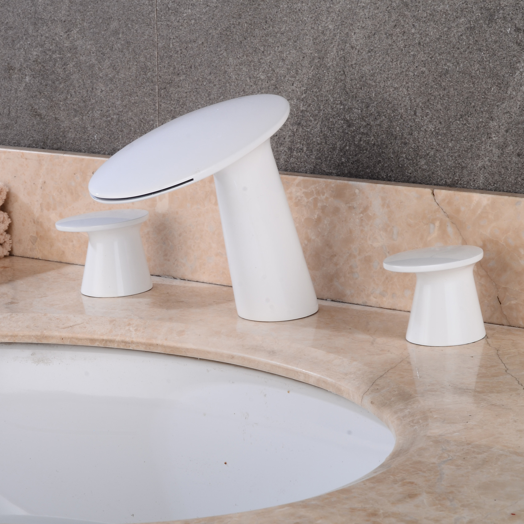 Wovier Widespread Faucet,Three Handle Two Hole Bathroom sink Faucet-W8417-07