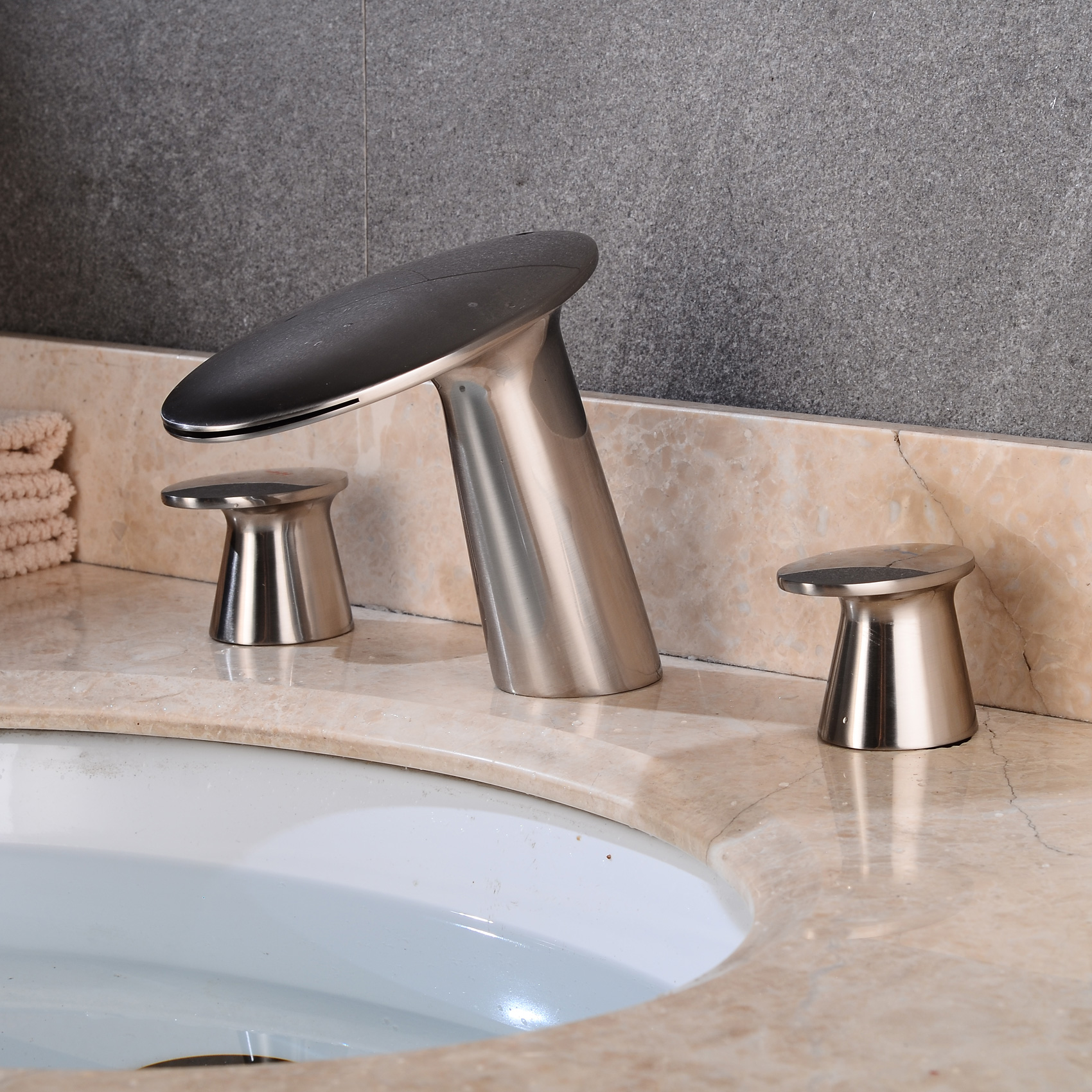 Wovier Widespread Faucet,Three Handle Two Hole Bathroom sink Faucet-W8417-53