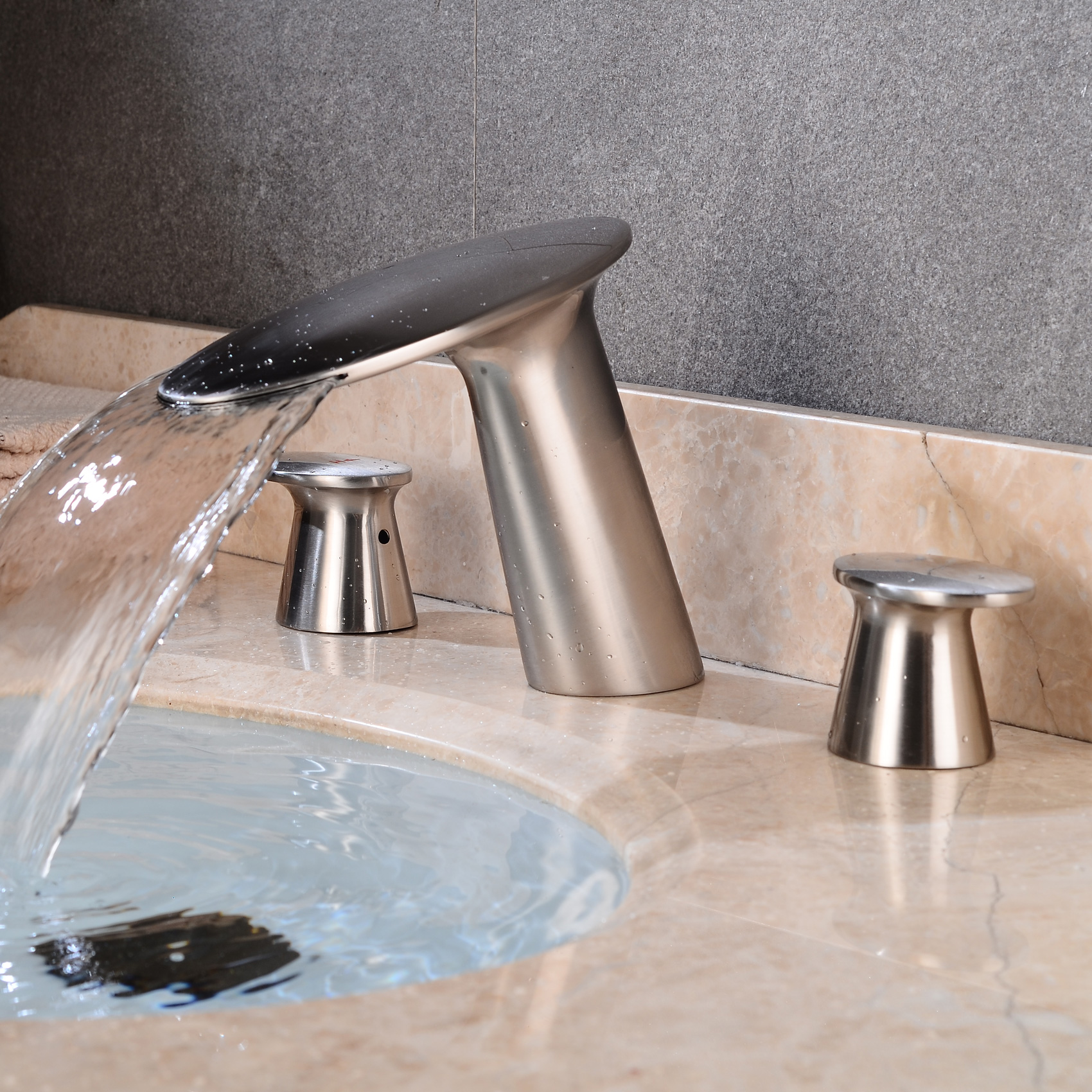 Wovier Widespread Faucet,Three Handle Two Hole Bathroom sink Faucet-W8417-04