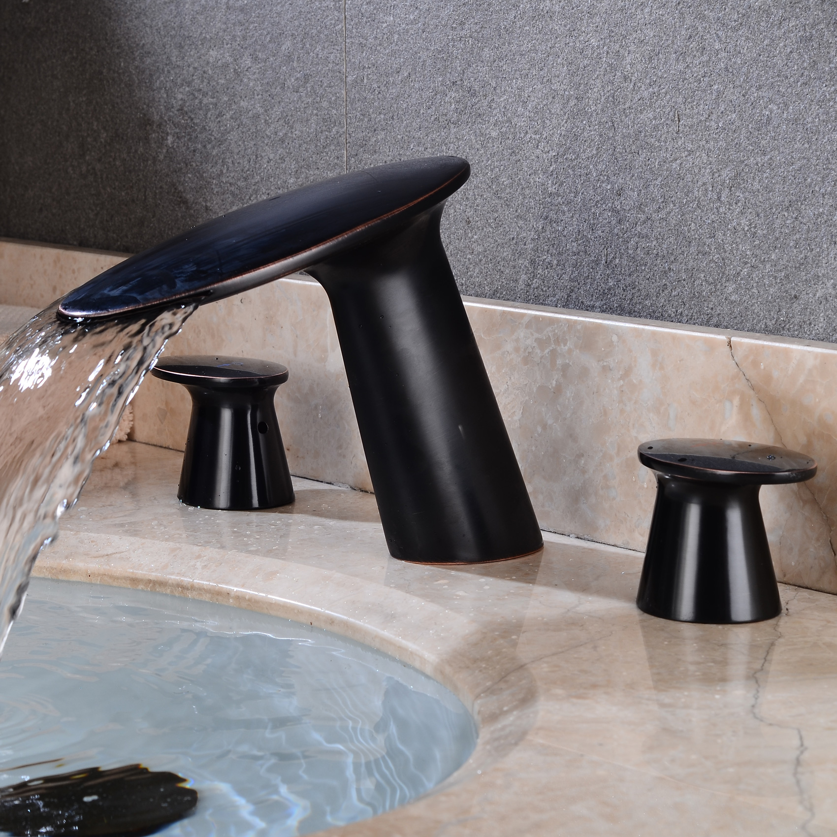 Wovier Widespread Faucet,Three Handle Two Hole Bathroom sink Faucet-W8417-34