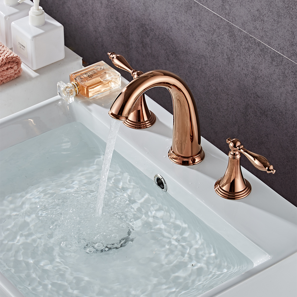 Wovier Widespread Faucet,Three Handle Two Hole Bathroom sink Faucet-Wovier W8401-14