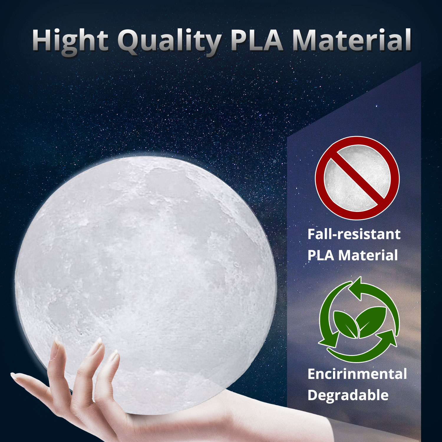  Volvey 16 Colors 10cm Moon Lamp 3D Printed Moon Night with Stand, Remote & Touch Control, USB Rechargeable, 4"