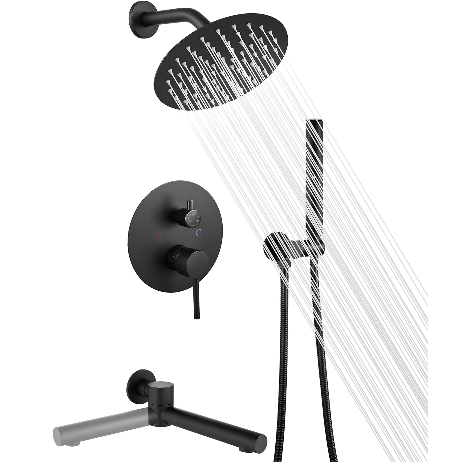 Wovier Shower System Rain Shower Handheld Sprayer with Shower Hose - W8816-8