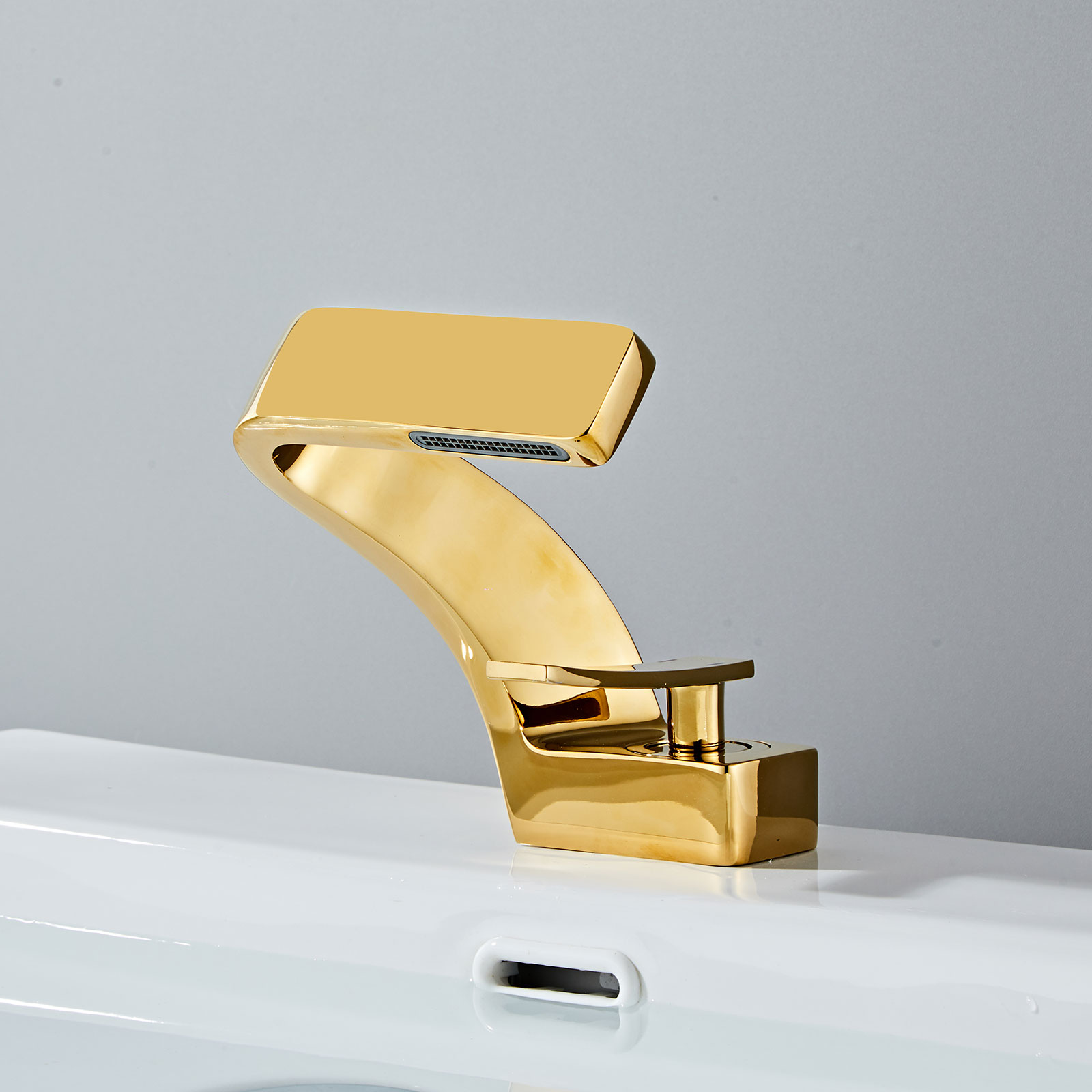 Wovier Waterfall Bathroom Sink Faucet,Single Handle Single Hole Faucet-W8351-10