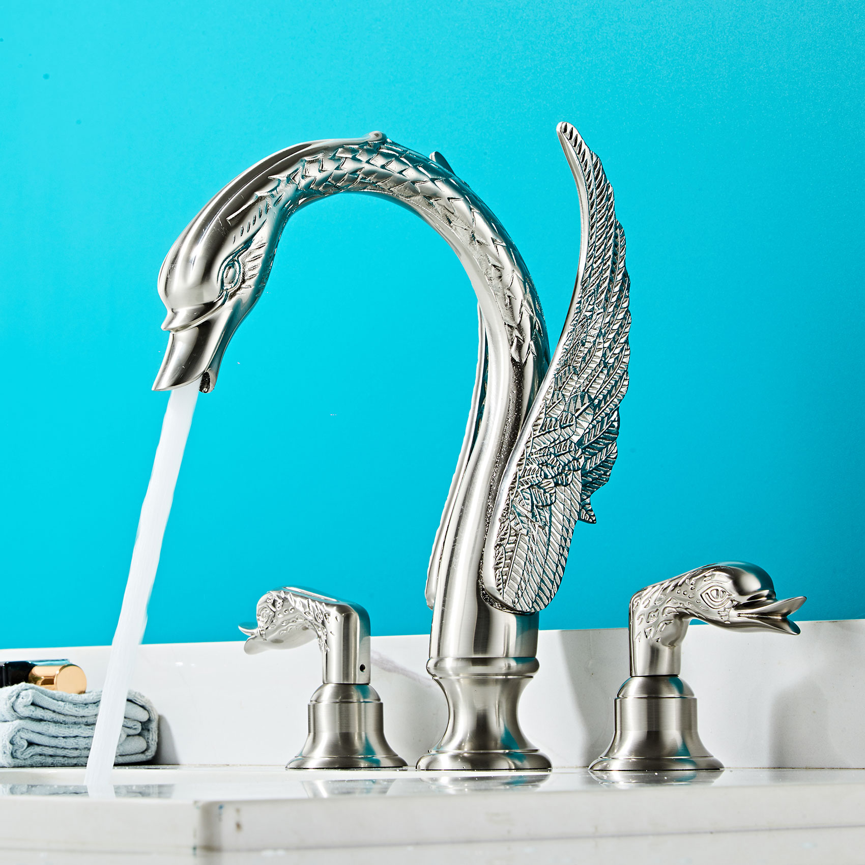 Wovier Widespread Faucet,Three Handle Two Hole Bathroom sink Faucet-W8428-23