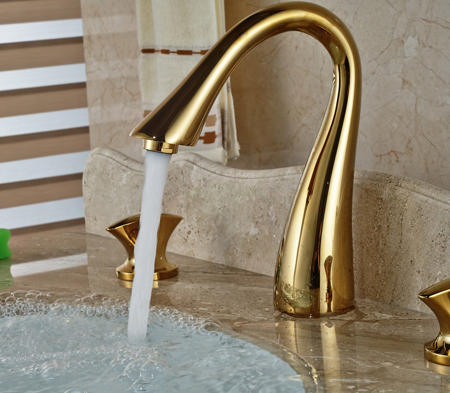 Wovier Widespread Faucet with Supply Hose,Three Handle Two Hole Bathroom Faucet W8422-4