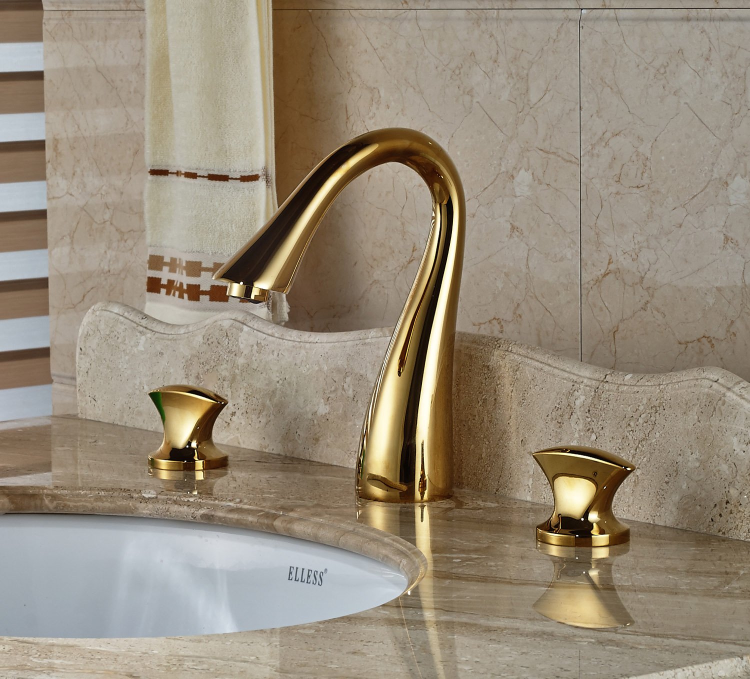 Wovier Widespread Faucet with Supply Hose,Three Handle Two Hole Bathroom Faucet W8422-6