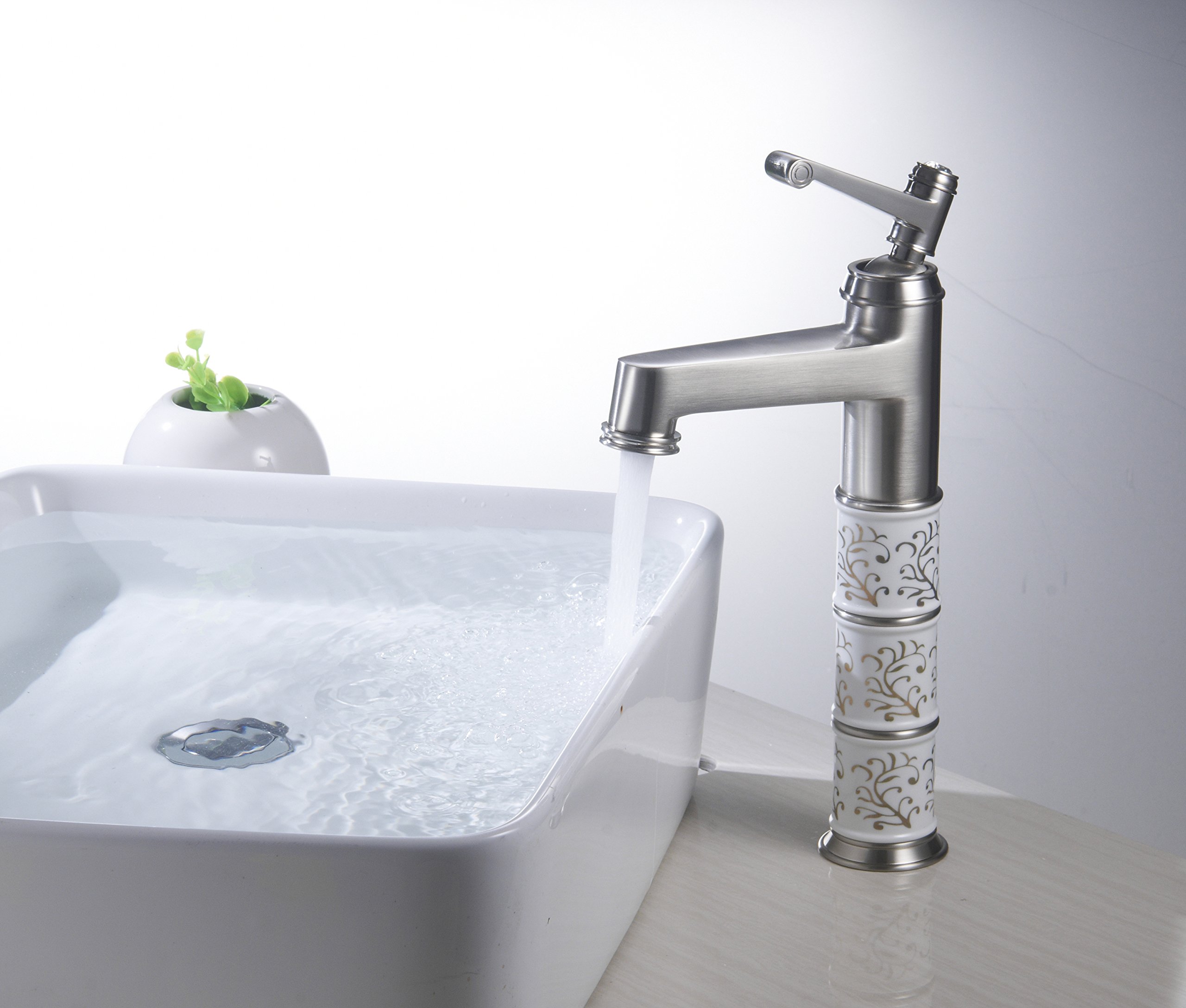 Wovier Vessel Faucet with Supply Hose,Single Handle Single Hole Bathroom Faucet W8311-8