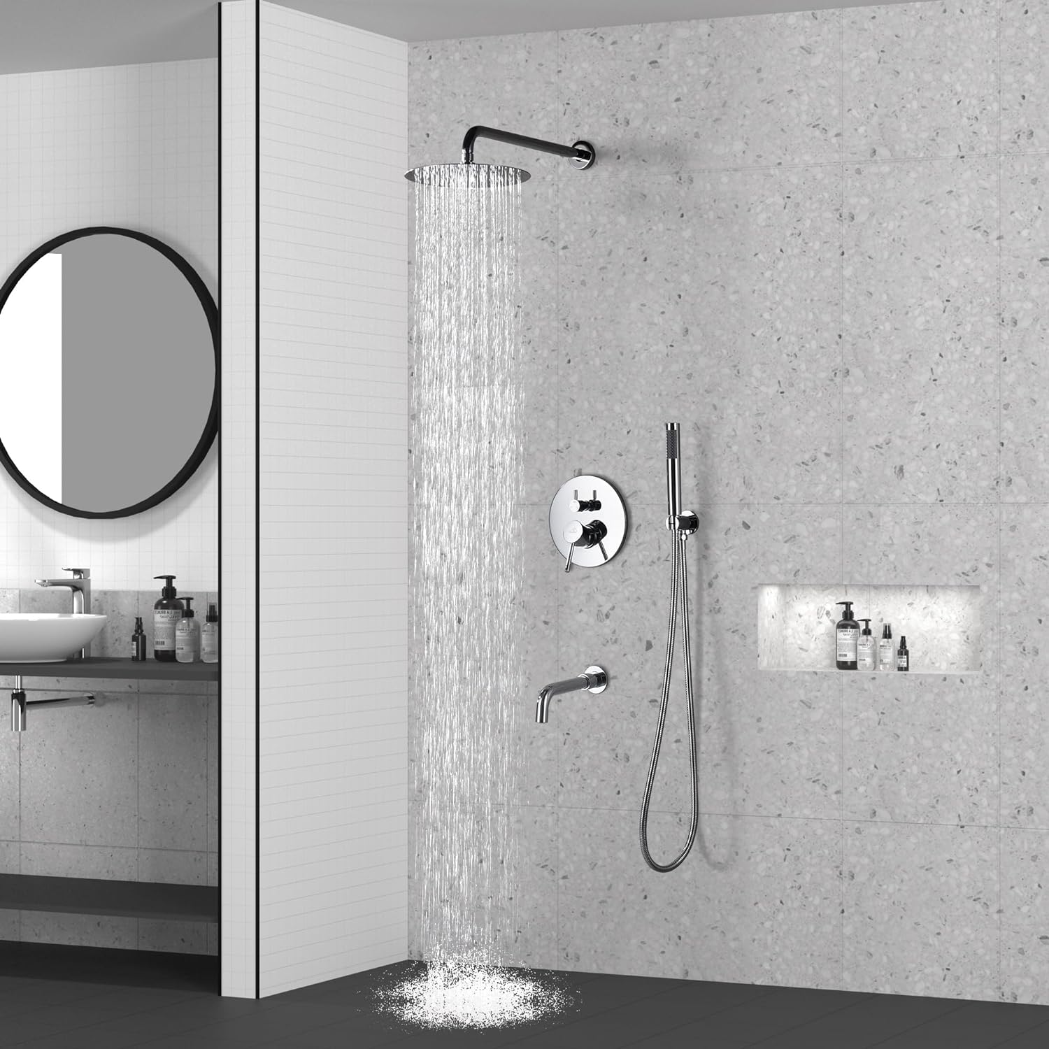 Wovier Shower System Rain Shower Handheld Sprayer with Shower Hose - W8817-16