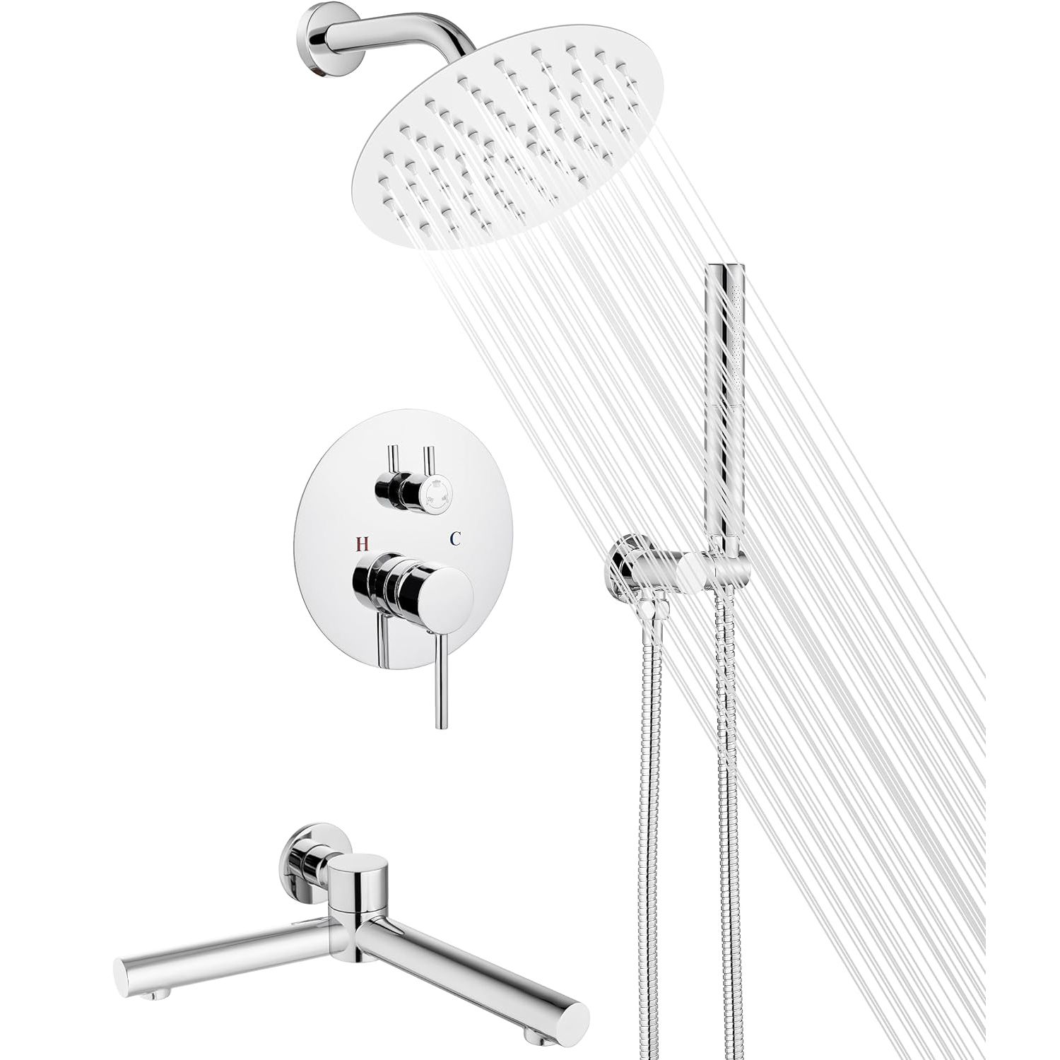 Wovier Shower System Rain Shower Handheld Sprayer with Shower Hose - W8816-15