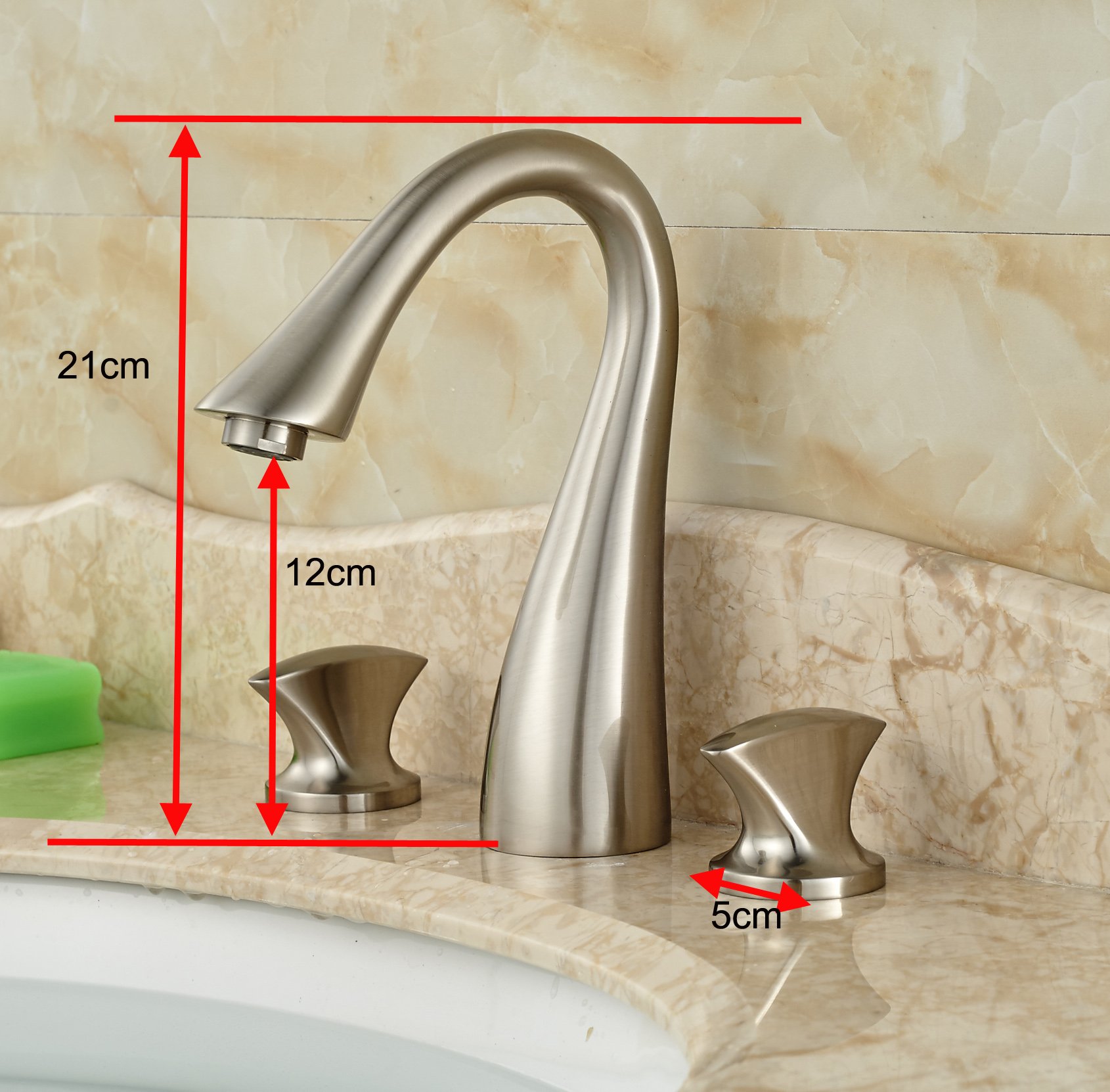 Wovier Widespread Faucet with Supply Hose,Three Handle Two Hole Bathroom Faucet W8422-9