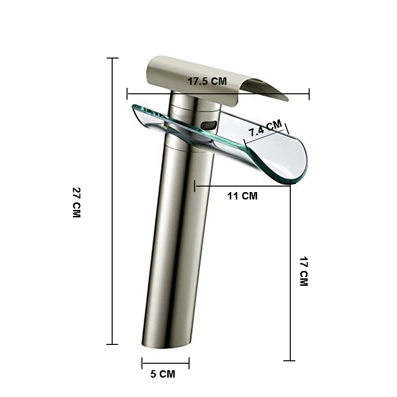 Wovier Waterfall Vessel Faucet, Single Handle Single Hole Bathroom Faucet - w8215-2