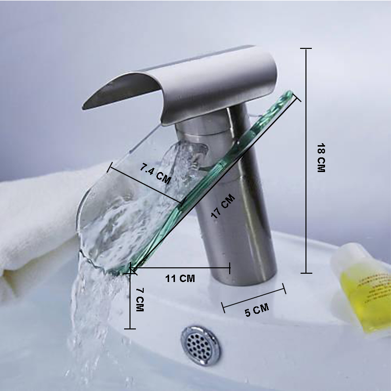 Wovier Waterfall Bathroom Sink Faucet,Single Handle Single Hole Faucet-W8216-14