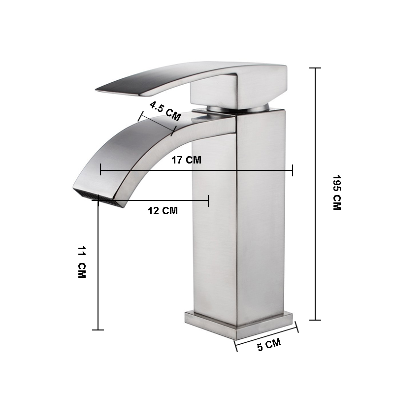 Wovier Waterfall Bathroom Sink Faucet,Single Handle Single Hole Faucet-W8220-5