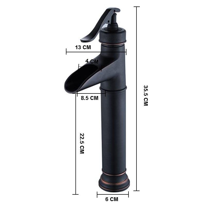 Wovier Waterfall Vessel Faucet with Supply Hose,Single Handle Single Hole Bathroom Faucet W8289-7