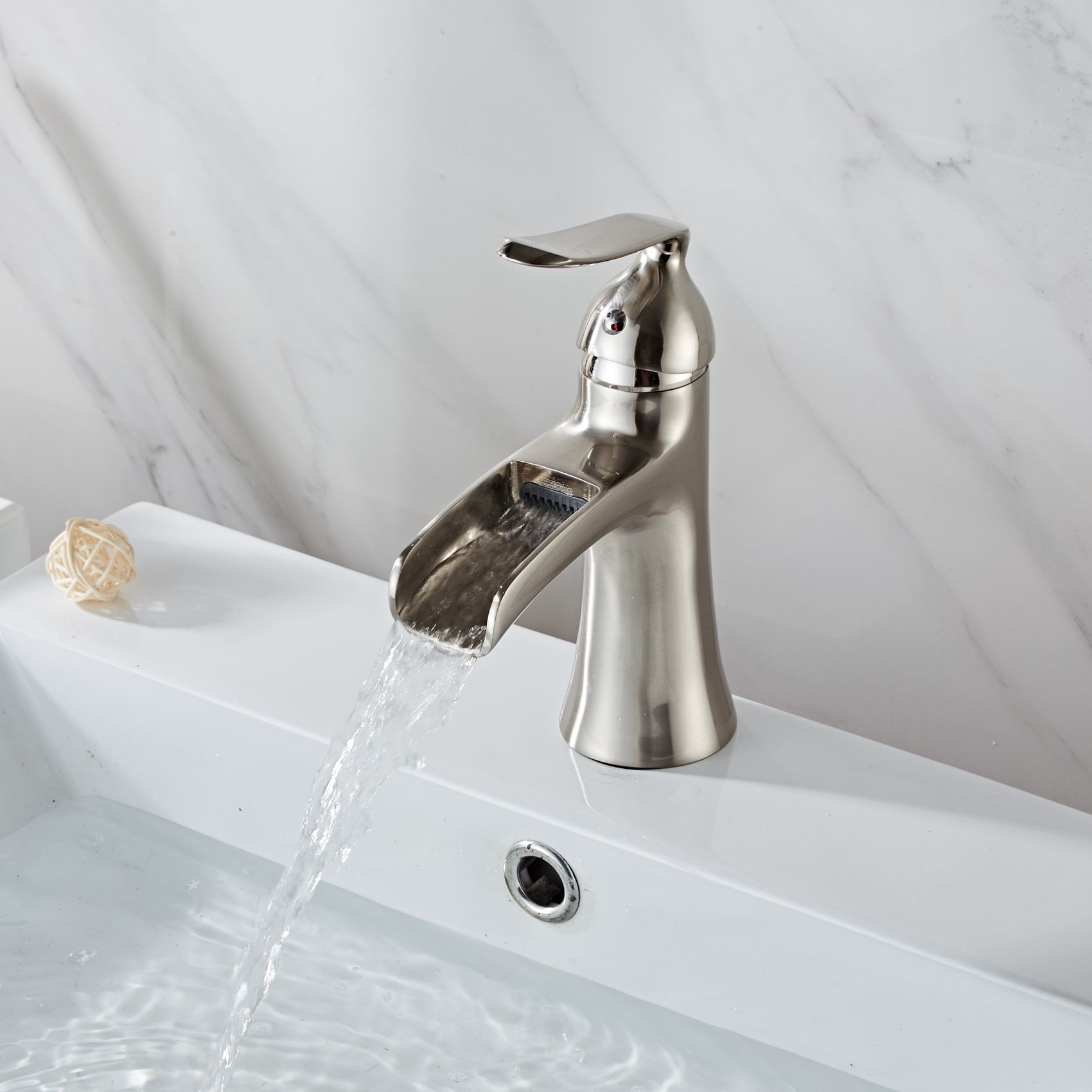 Wovier Waterfall Bathroom Sink Faucet,Single Handle Single Hole Faucet-W8204-14