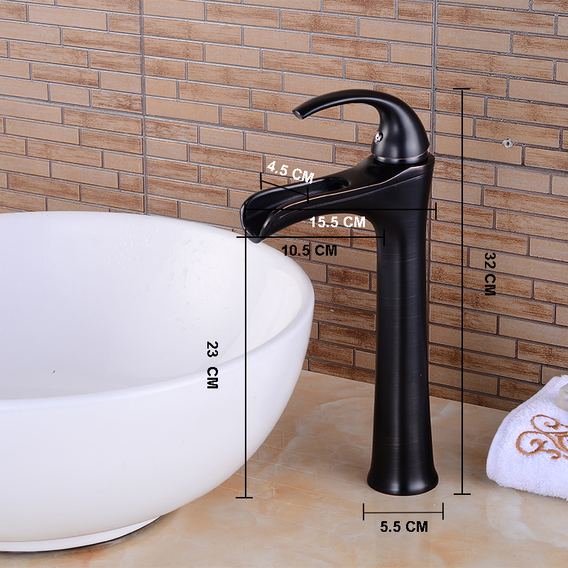Wovier Waterfall Vessel Faucet with Supply Hose,Single Handle Single Hole Bathroom Faucet W8312-8
