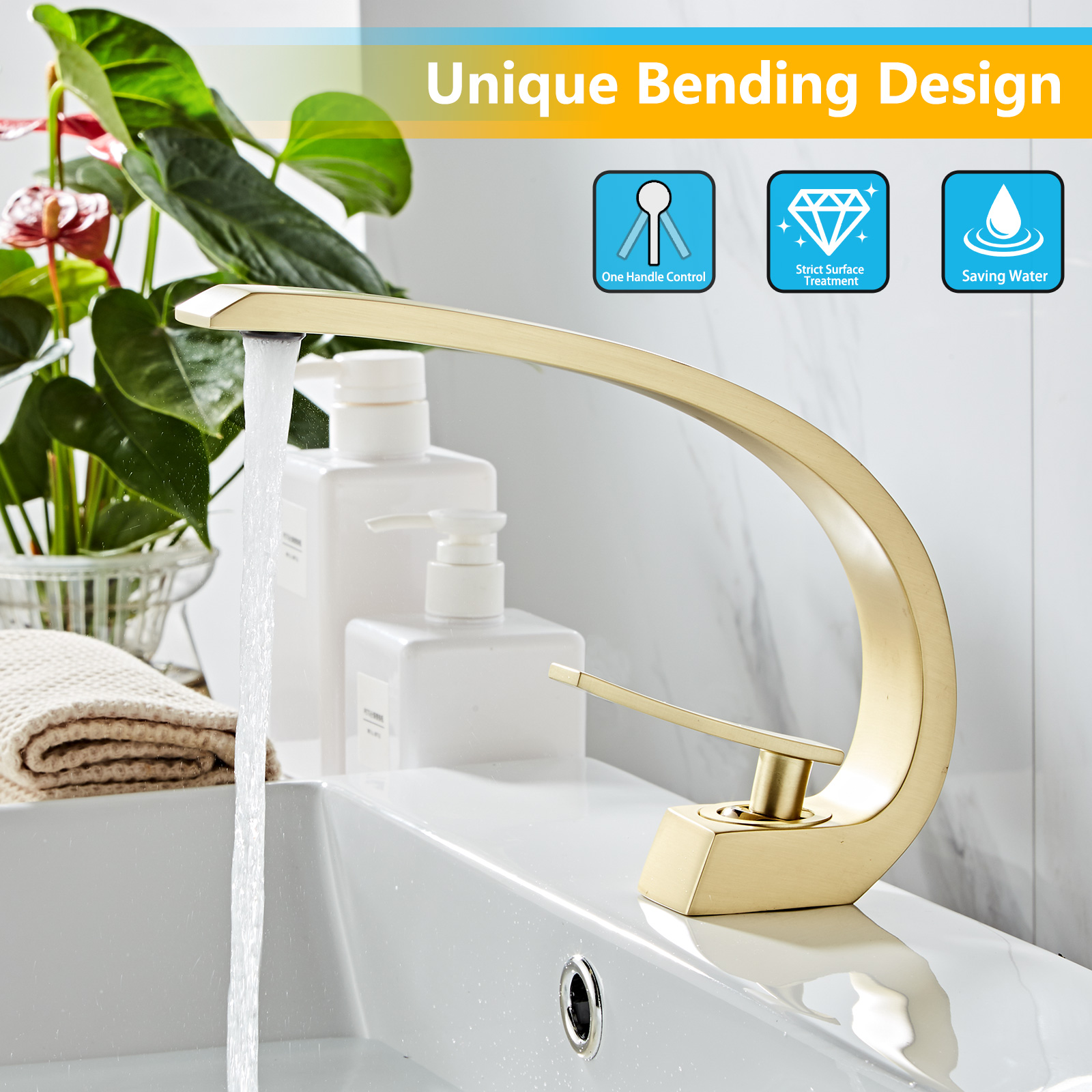 Wovier Bathroom Sink Faucet,Single Handle Single Hole Lavatory Faucet- 8347-10