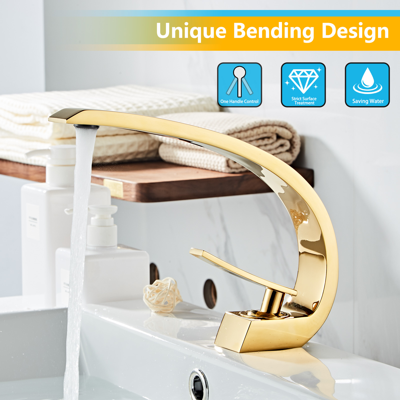 Wovier Bathroom Sink Faucet,Single Handle Single Hole Lavatory Faucet- 8347-7