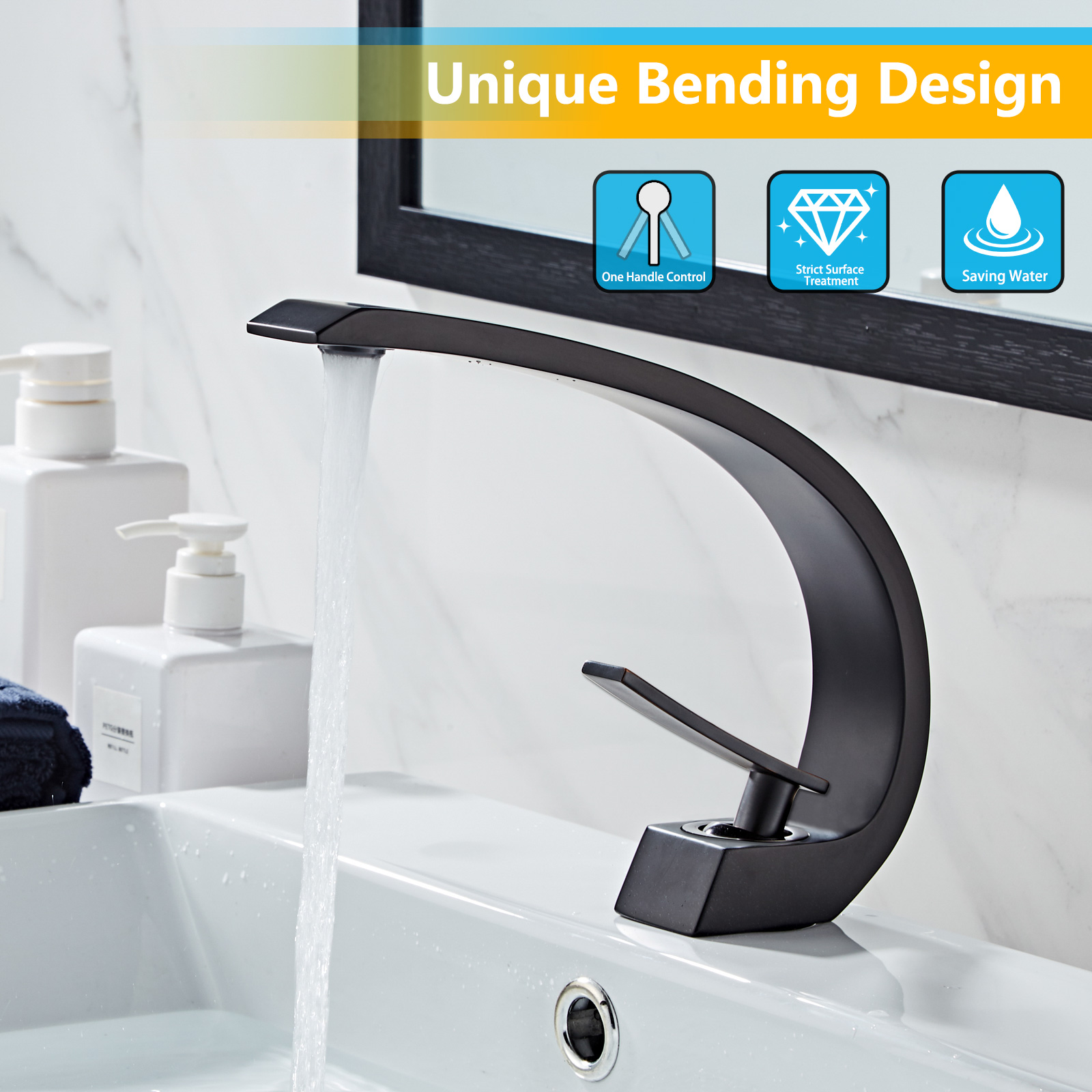 Wovier Bathroom Sink Faucet,Single Handle Single Hole Lavatory Faucet- 8347-12