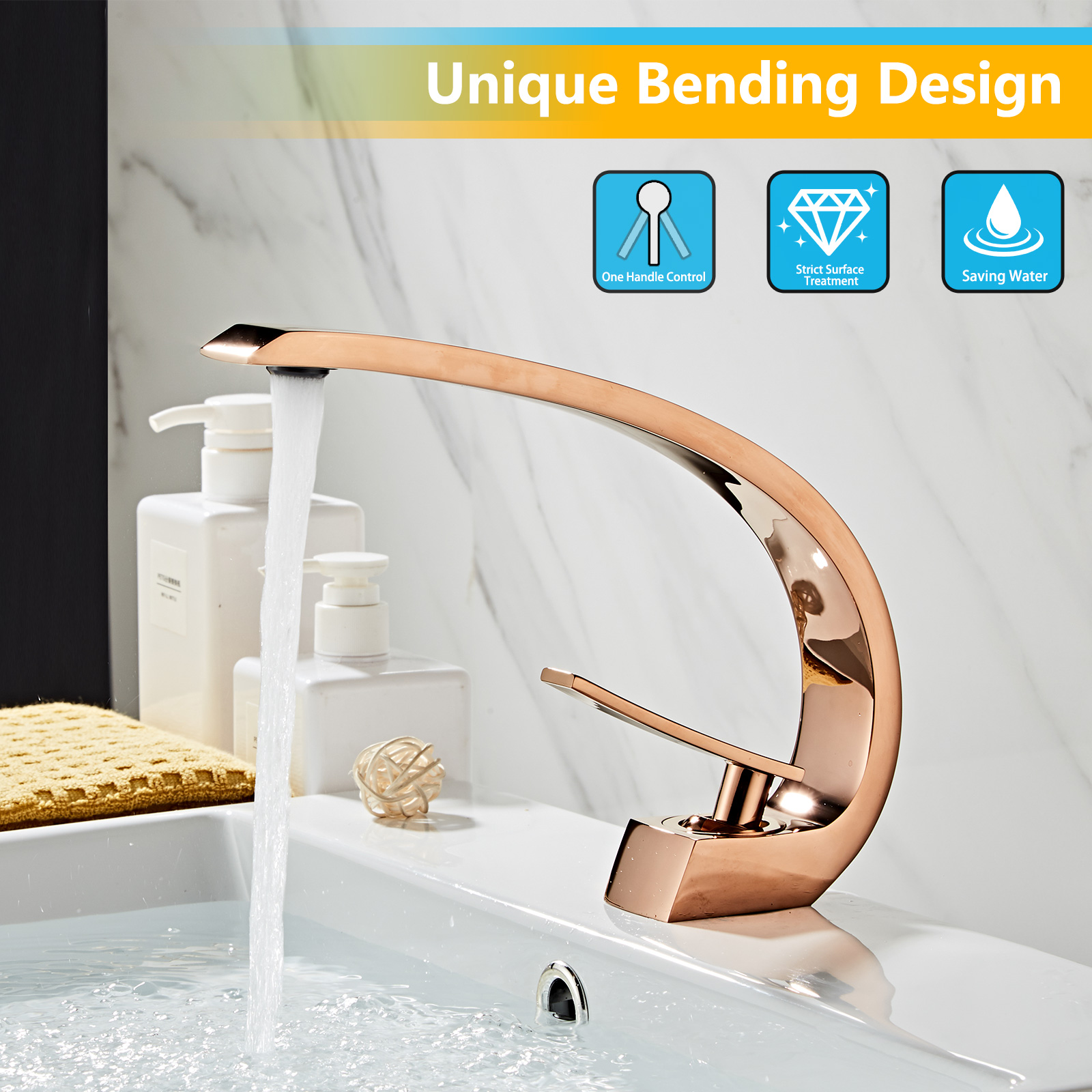 Wovier Bathroom Sink Faucet,Single Handle Single Hole Lavatory Faucet- 8347-6