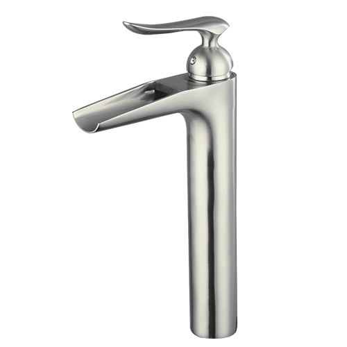 Wovier Waterfall Vessel Faucet with Supply Hose,Single Handle Single Hole Bathroom Faucet W8366-7