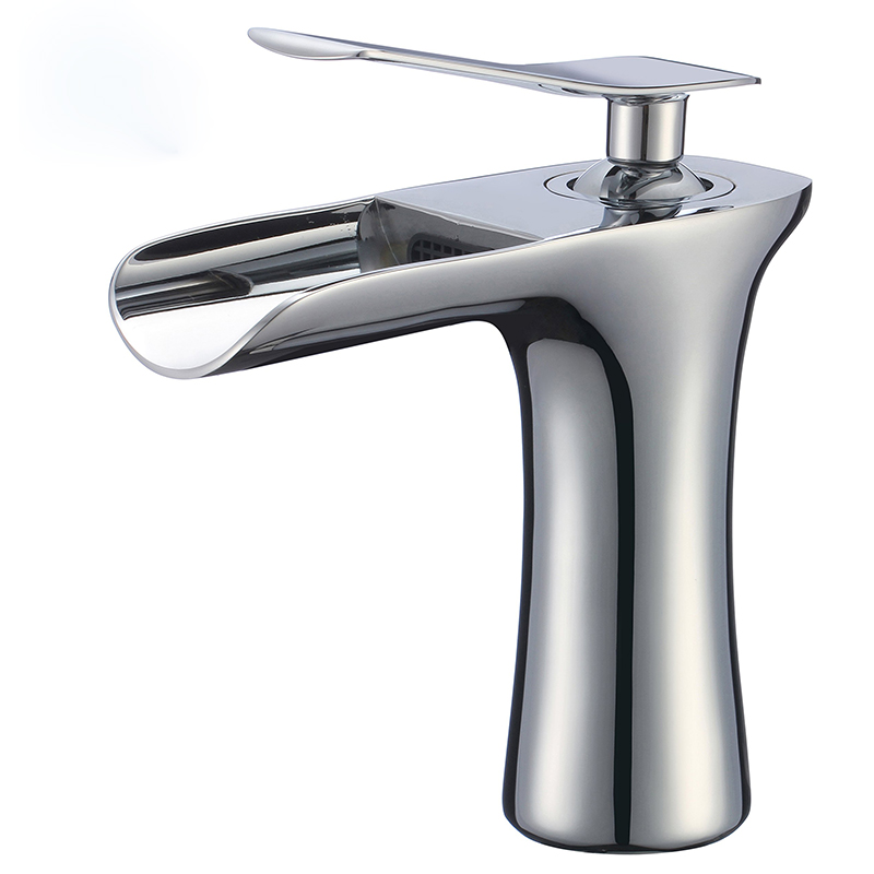 Wovier Waterfall Bathroom Sink Faucet,Single Handle Single Hole Faucet-W8369-4