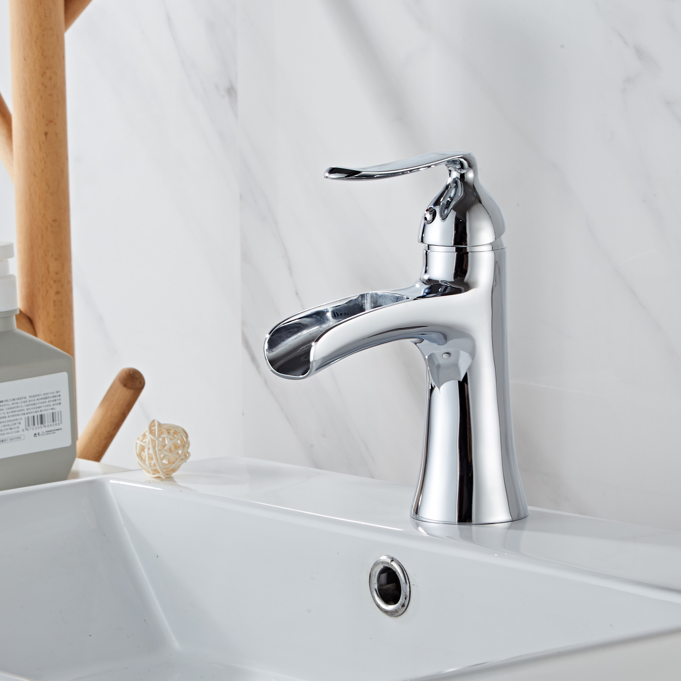 Wovier Waterfall Bathroom Sink Faucet,Single Handle Single Hole Faucet-W8204-27