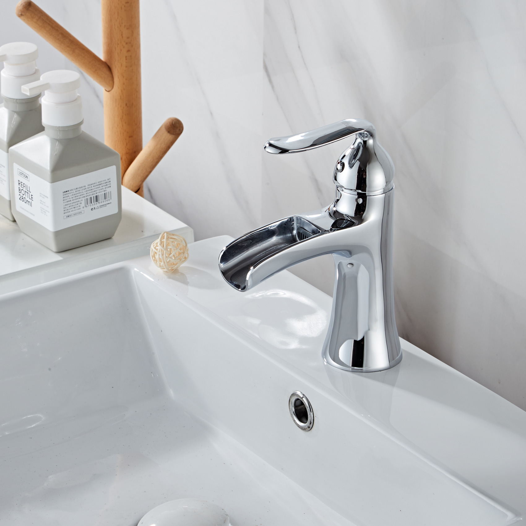 Wovier Waterfall Bathroom Sink Faucet,Single Handle Single Hole Faucet-W8204-29