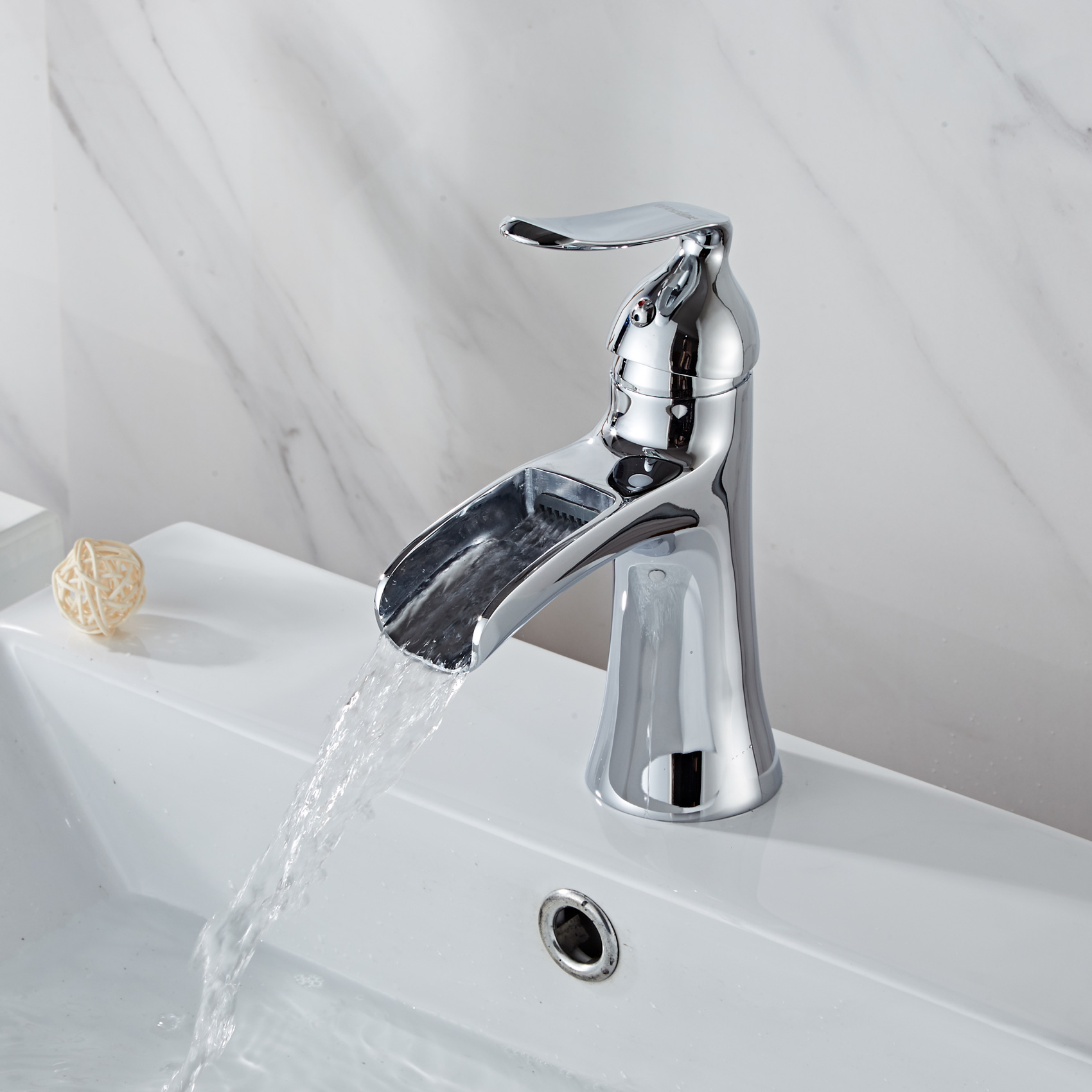 Wovier Waterfall Bathroom Sink Faucet,Single Handle Single Hole Faucet-W8204-28