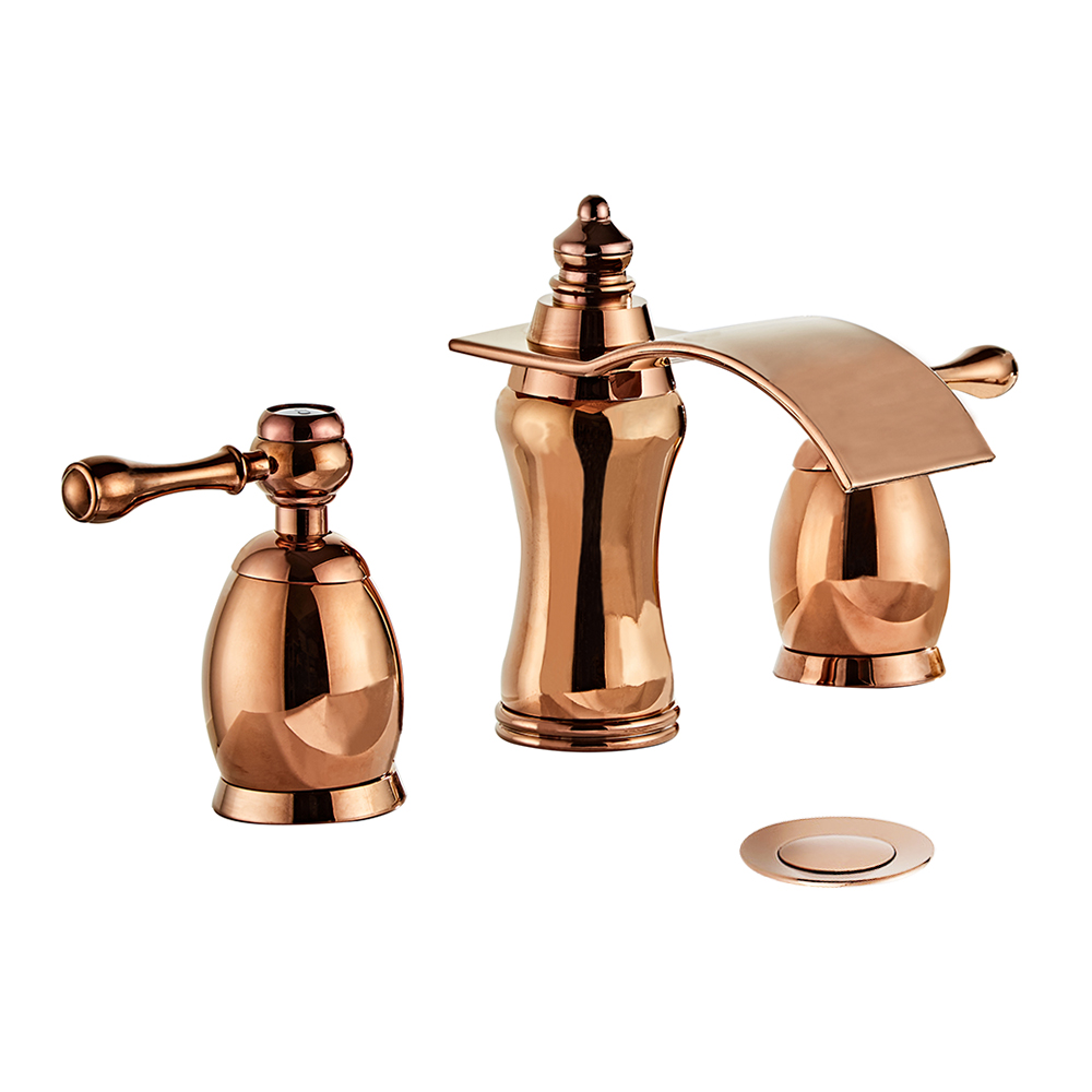 Wovier Widespread Faucet,Three Handle Two Hole Bathroom sink Faucet-W8414-08