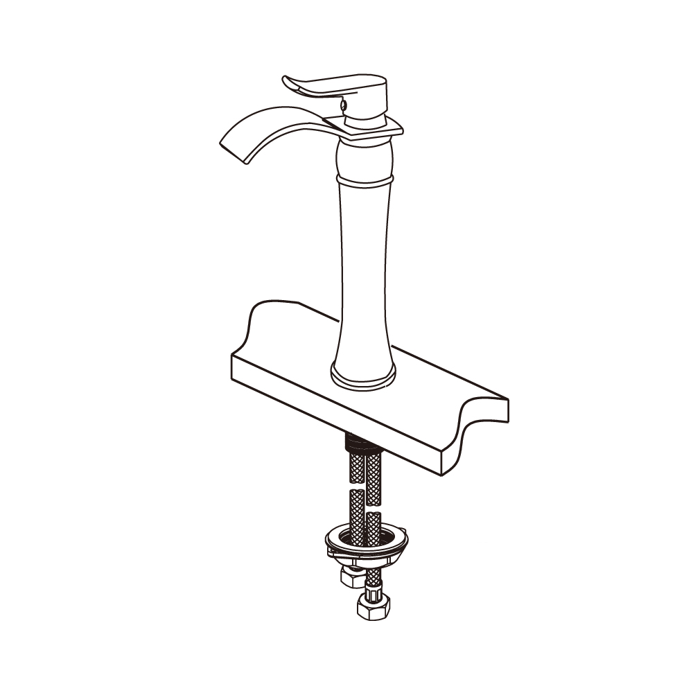 Wovier Waterfall Vessel Faucet with Supply Hose,Single Handle Single Hole Bathroom Faucet W8243-21