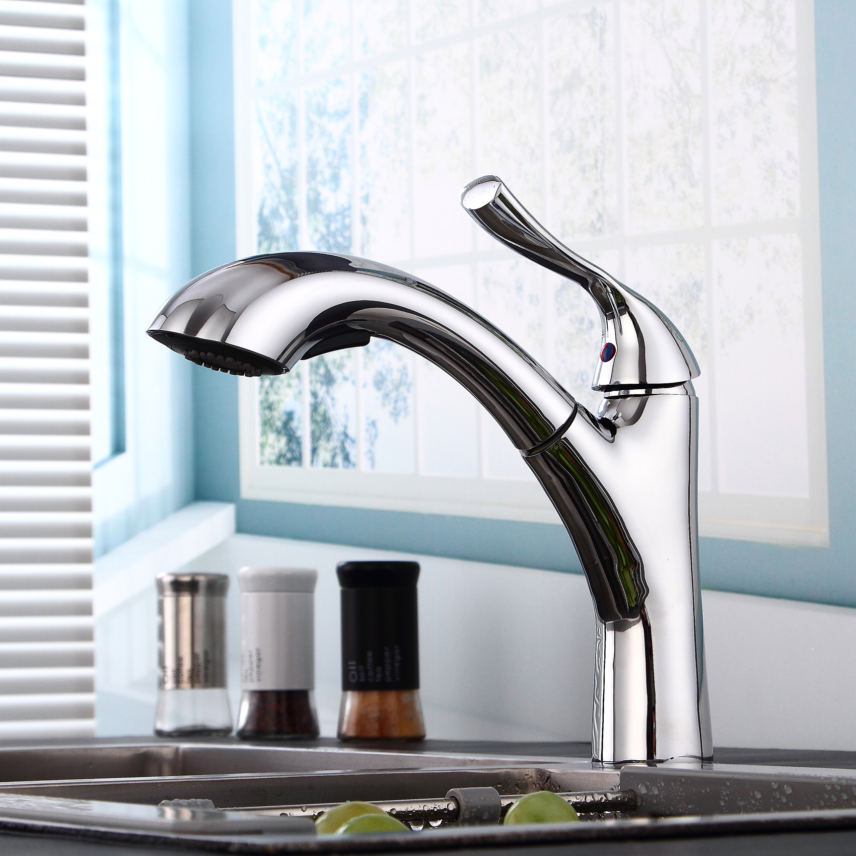 Wovier Kitchen Faucet with Pull out Sprayer, Single Handle Kitchen Sink Faucet -8521-02