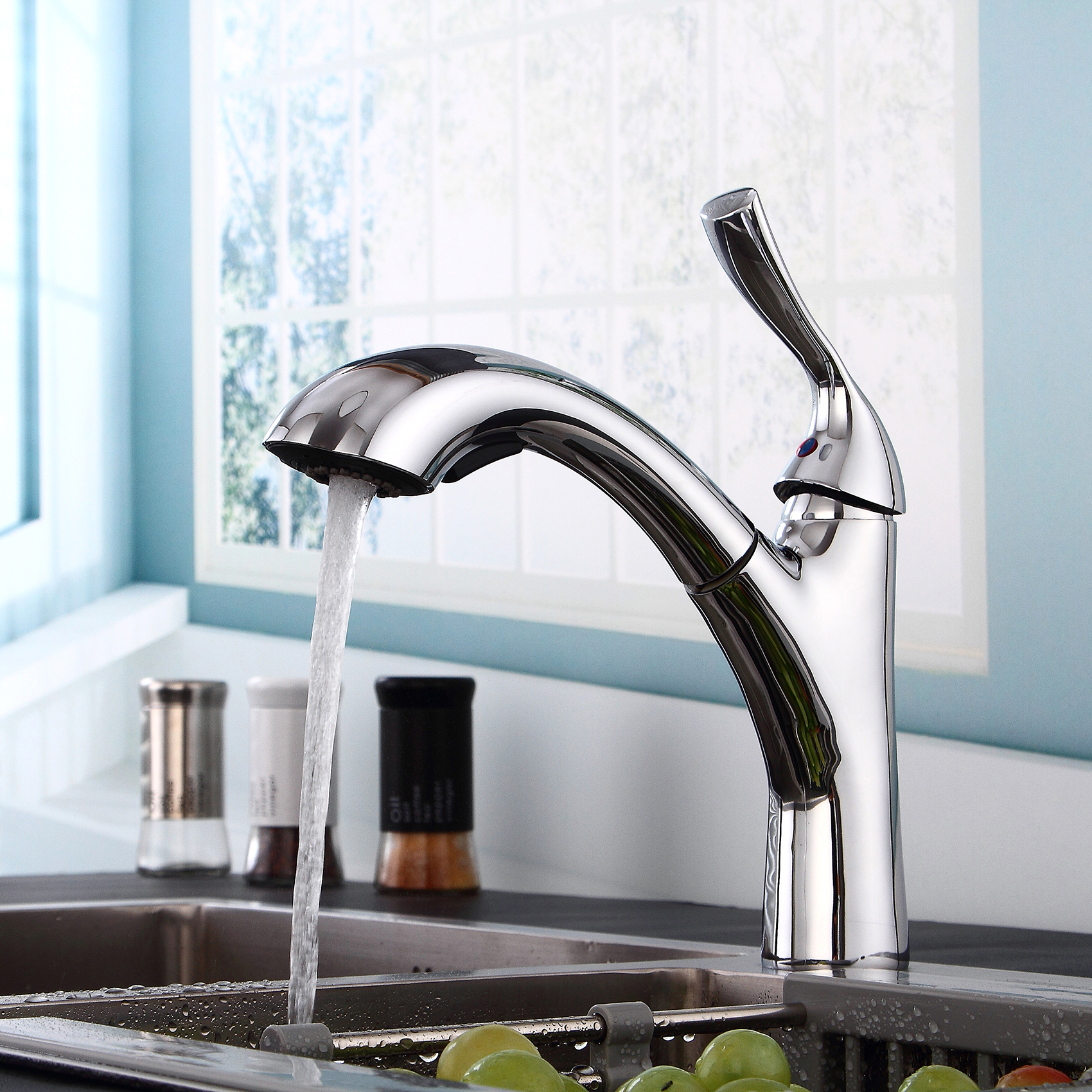 Wovier Kitchen Faucet with Pull out Sprayer, Single Handle Kitchen Sink Faucet -8521-7