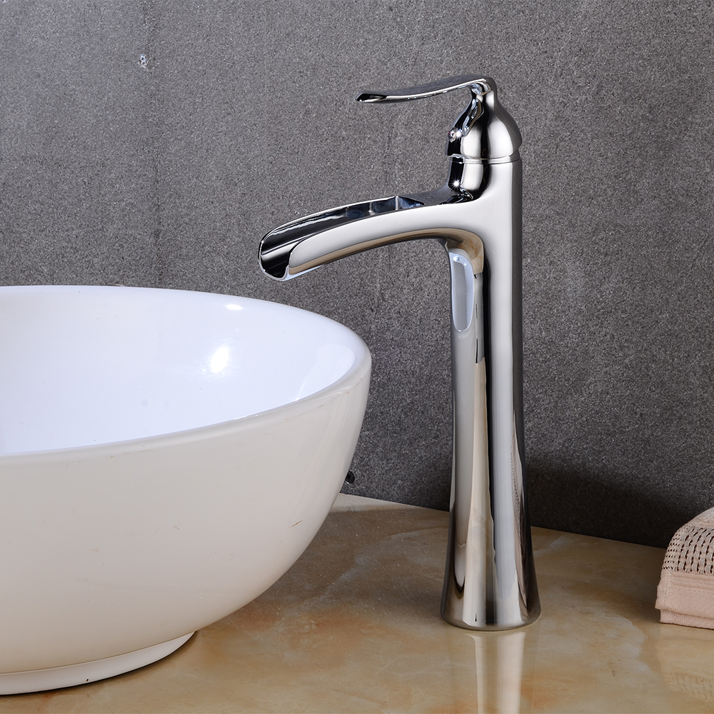 Wovier Waterfall Vessel Faucet, Single Handle Single Hole Bathroom Faucet - w8237-23