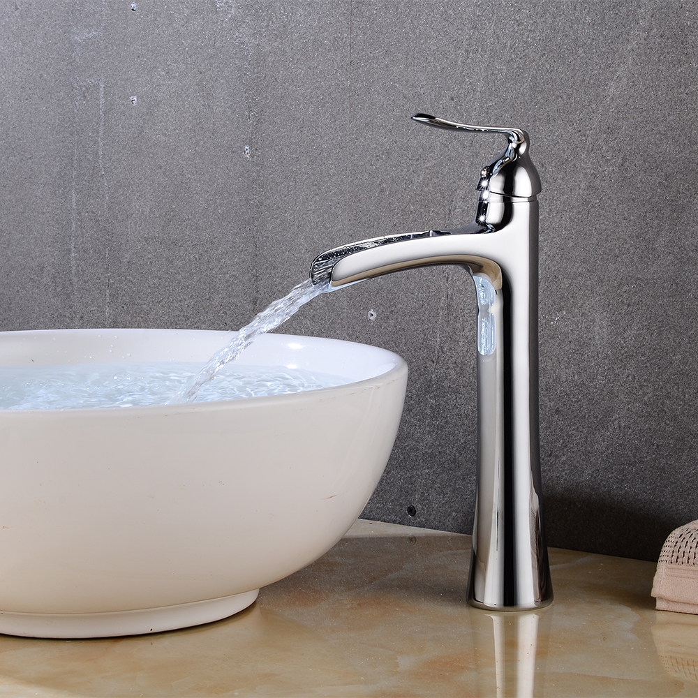 Wovier Waterfall Vessel Faucet, Single Handle Single Hole Bathroom Faucet - w8237-24