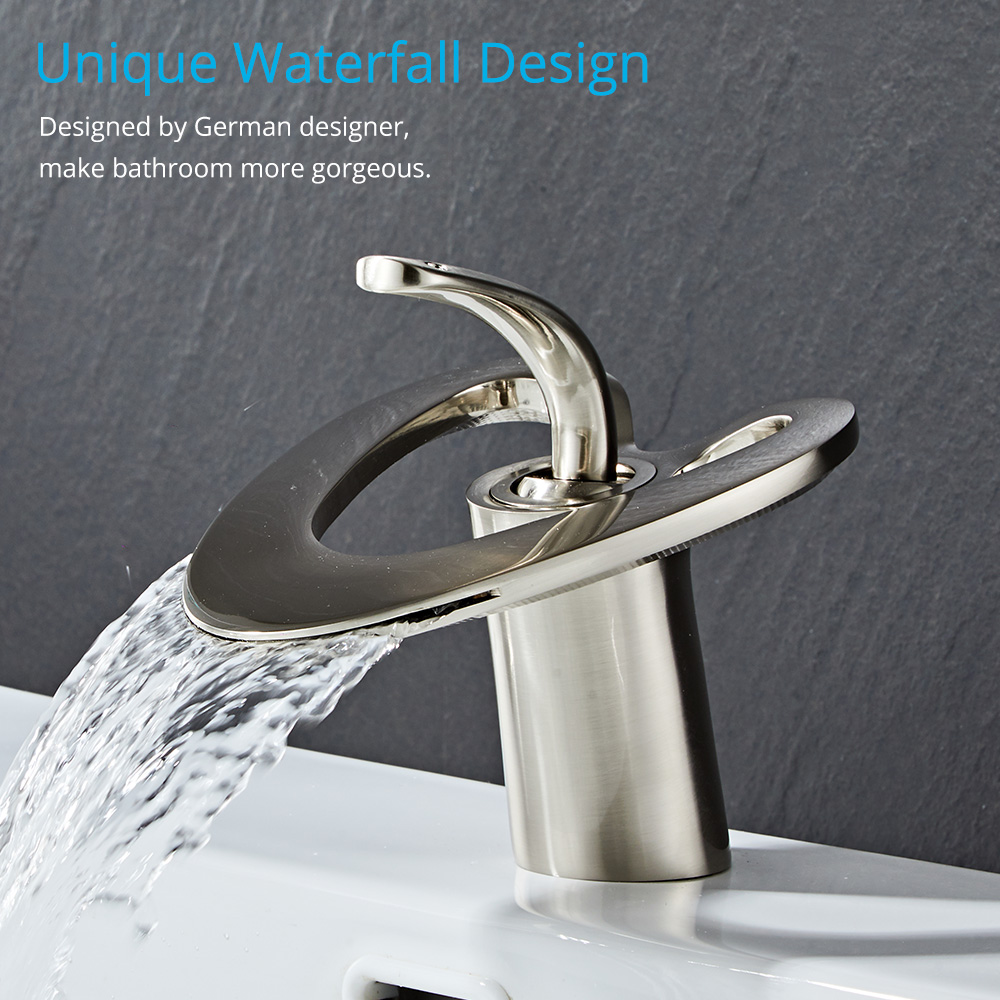 Wovier Bathroom Sink Faucet Waterfall, Single Handle Single Hole Lavatory Faucet - 8254-2