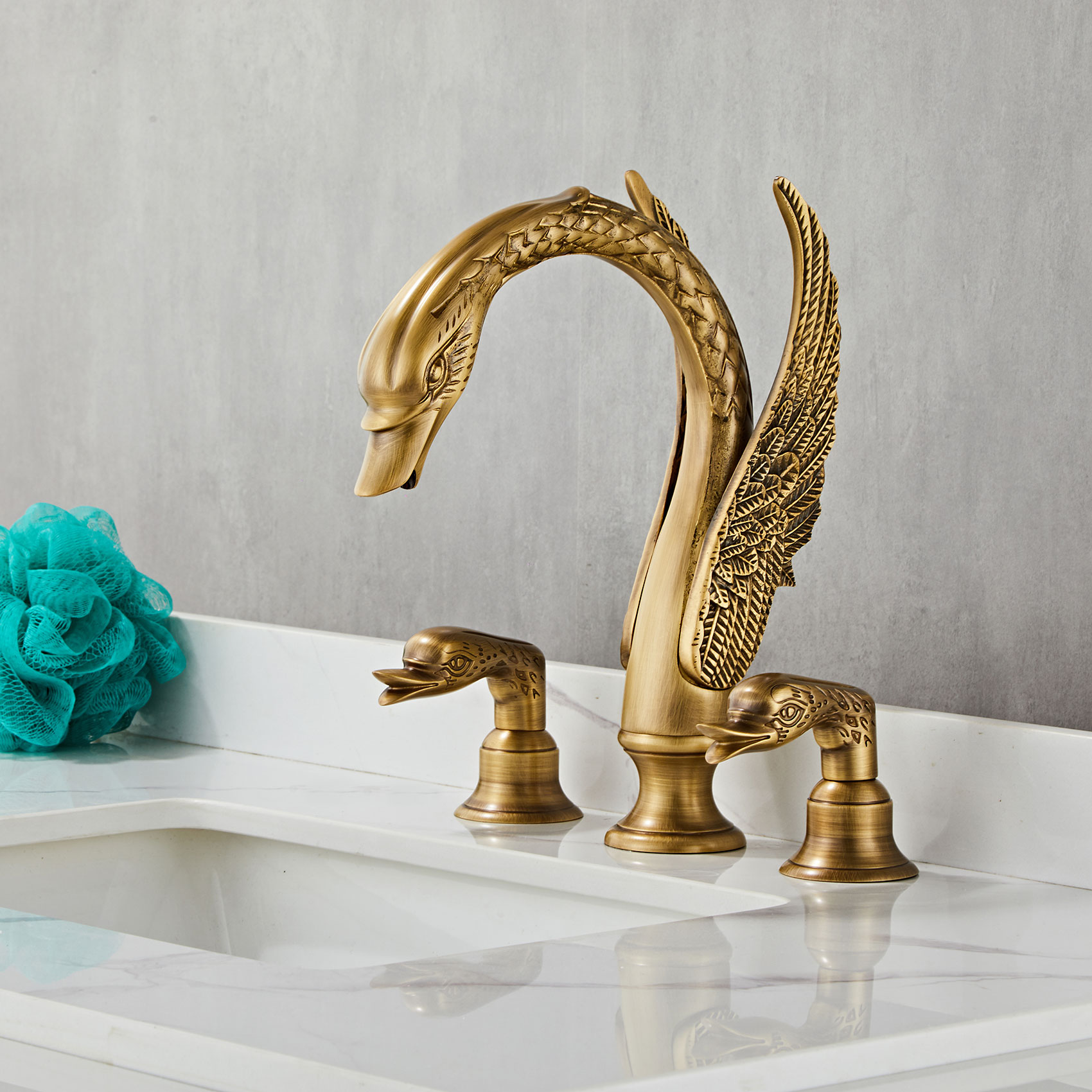 Wovier Widespread Faucet,Three Handle Two Hole Bathroom sink Faucet-W8428-10