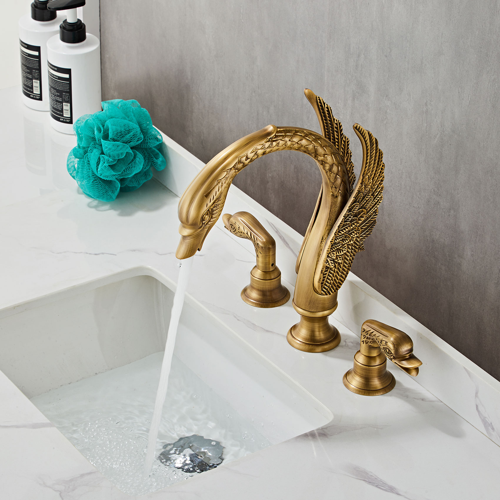 Wovier Widespread Faucet,Three Handle Two Hole Bathroom sink Faucet-W8428-20