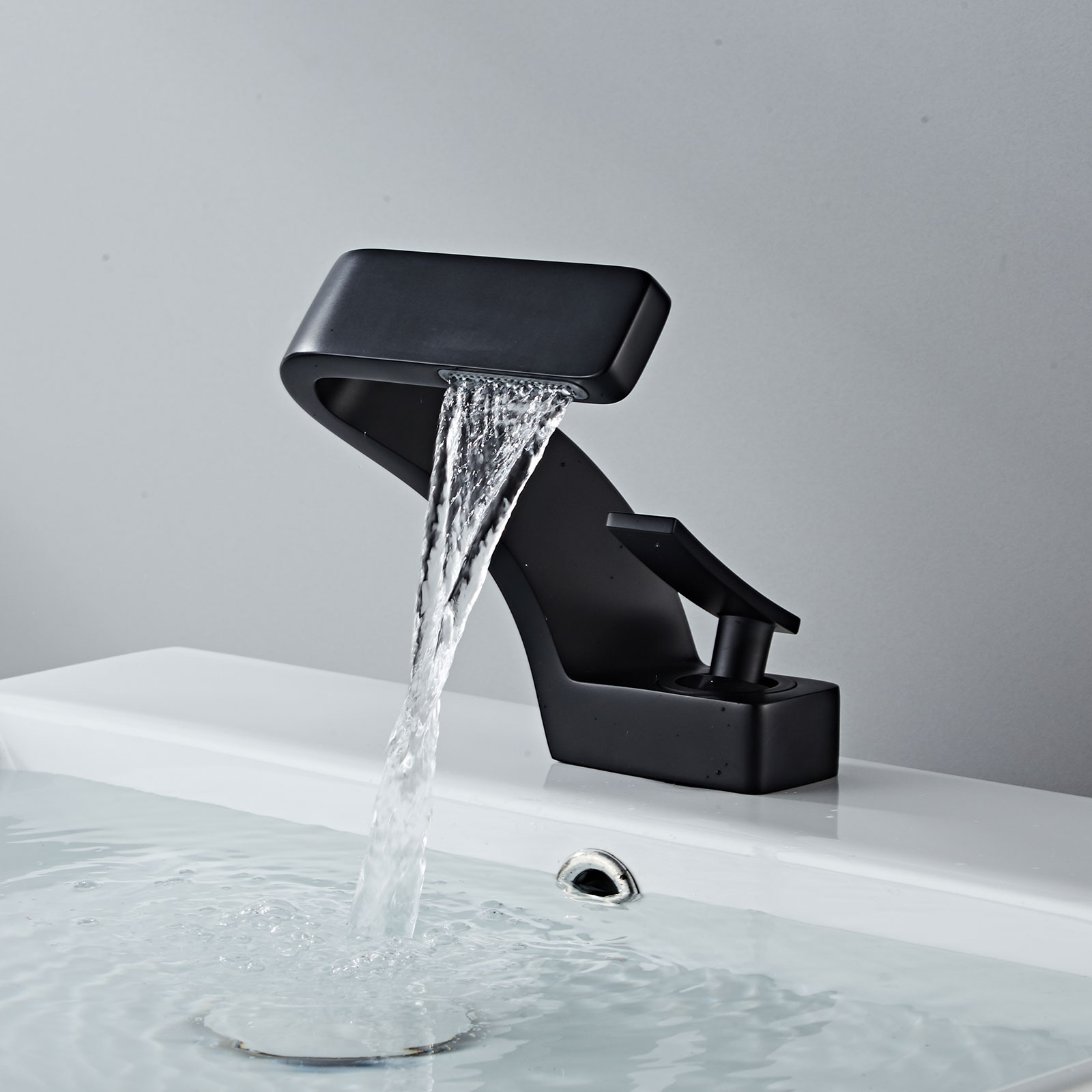 Wovier Waterfall Bathroom Sink Faucet,Single Handle Single Hole Faucet-W8351-2