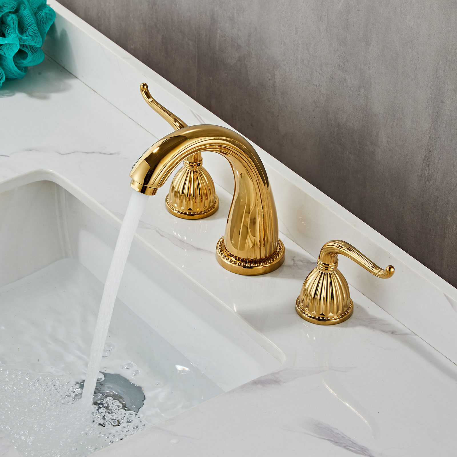 Wovier Widespread Faucet,Three Handle Two Hole Bathroom sink Faucet-W8441-12