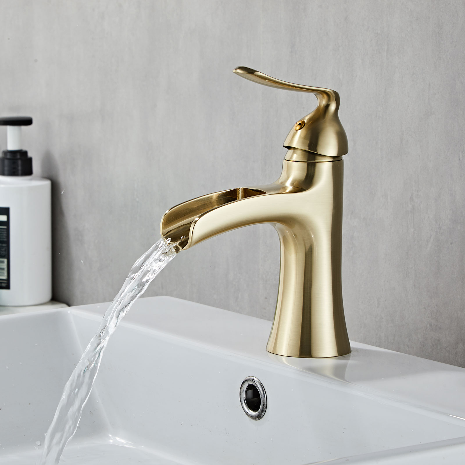 Wovier Waterfall Bathroom Sink Faucet,Single Handle Single Hole Faucet-W8204-19