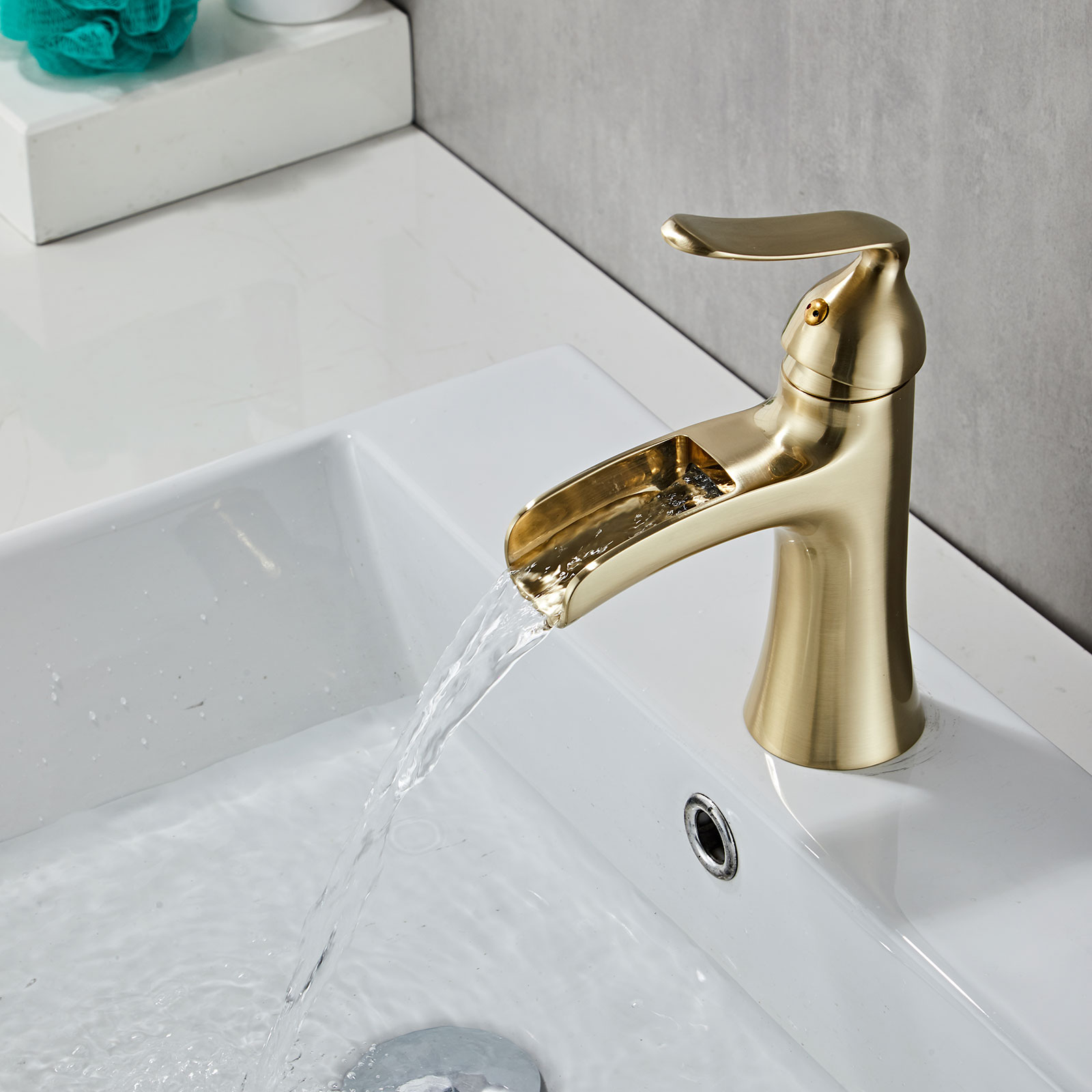 Wovier Waterfall Bathroom Sink Faucet,Single Handle Single Hole Faucet-W8204-18