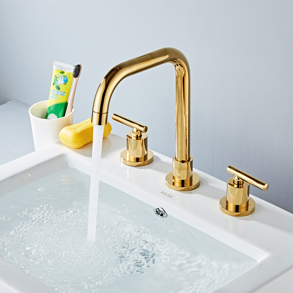 Wovier Widespread Faucet,Three Handle Two Hole Bathroom sink Faucet-W8418-15