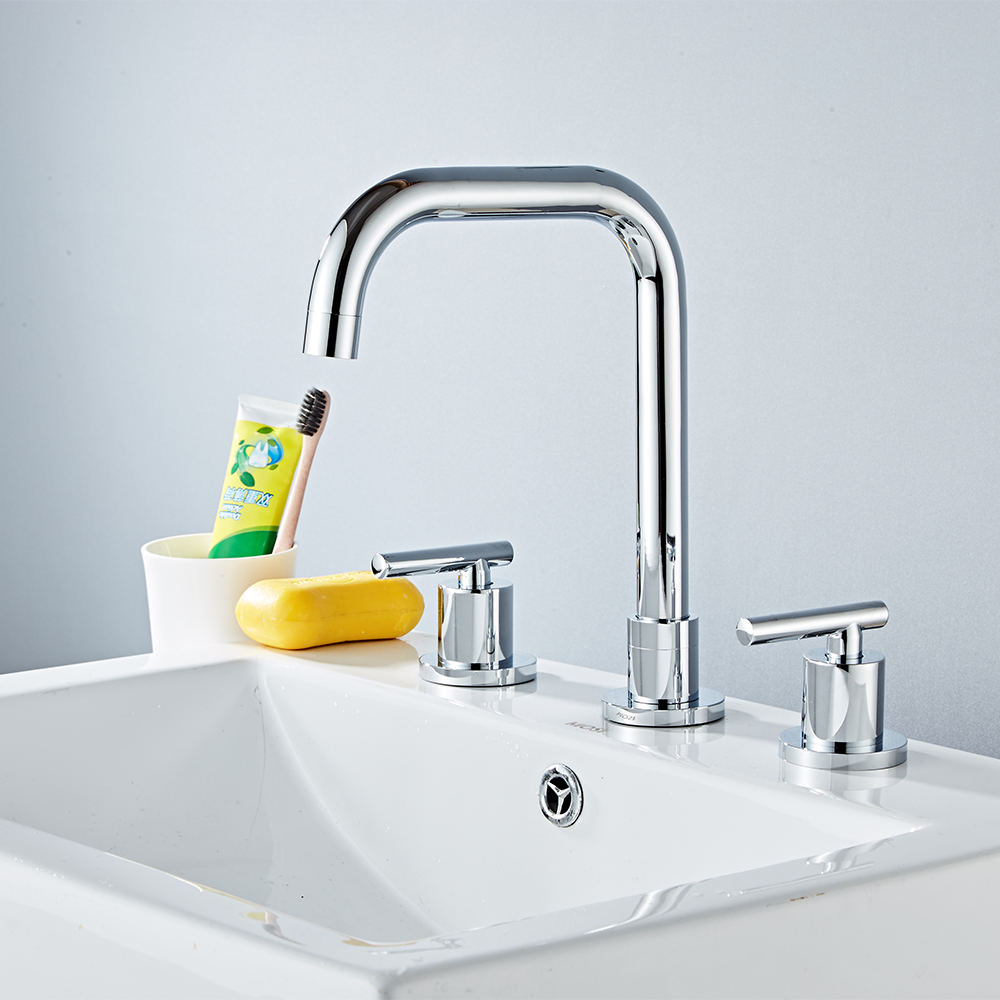 Wovier Widespread Faucet,Three Handle Two Hole Bathroom sink Faucet-W8418-18