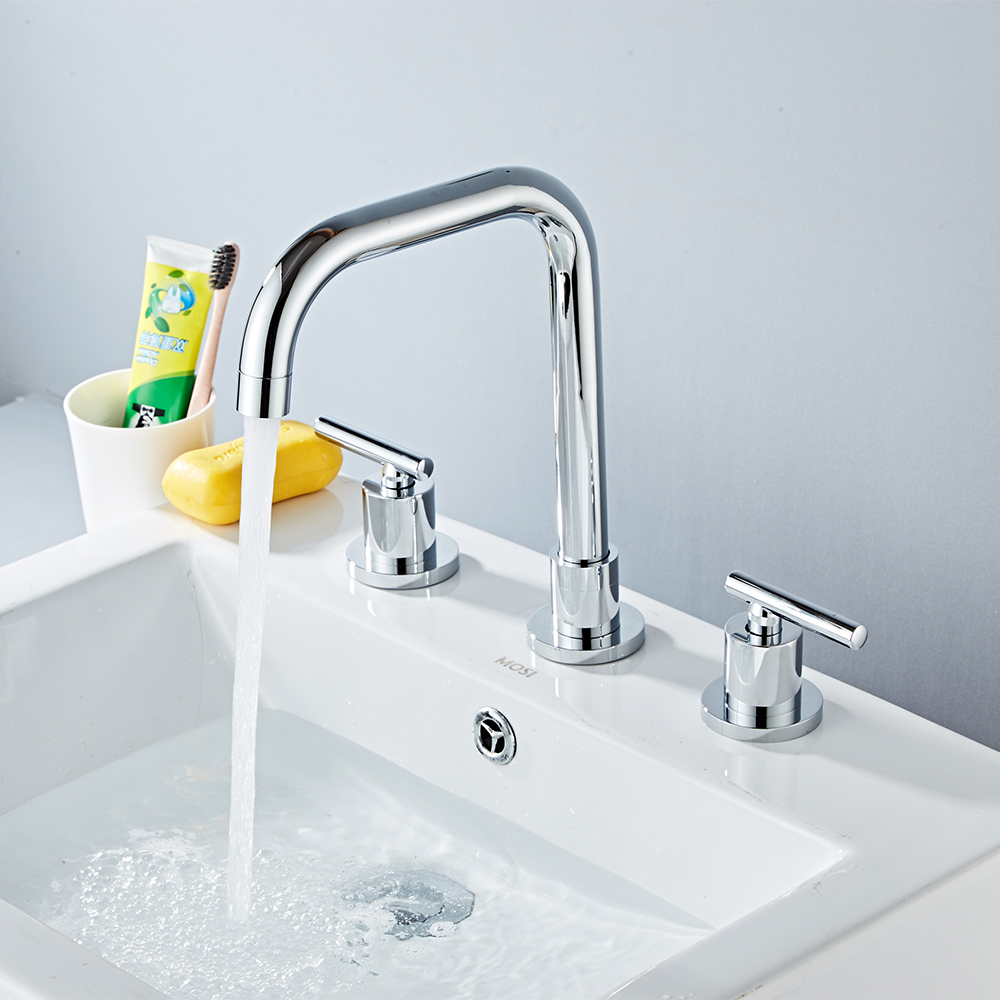 Wovier Widespread Faucet,Three Handle Two Hole Bathroom sink Faucet-W8418-19