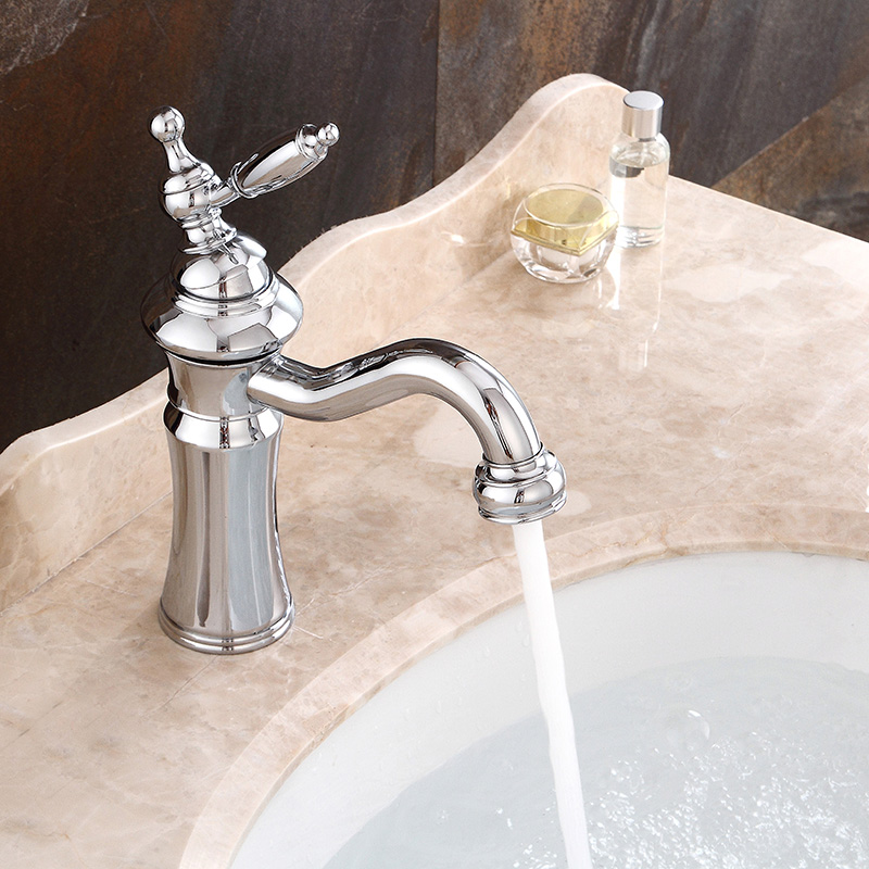 Wovier Bathroom Sink Faucet with Supply Hose,Single Handle Single Hole Lavatory Faucet W8308-4